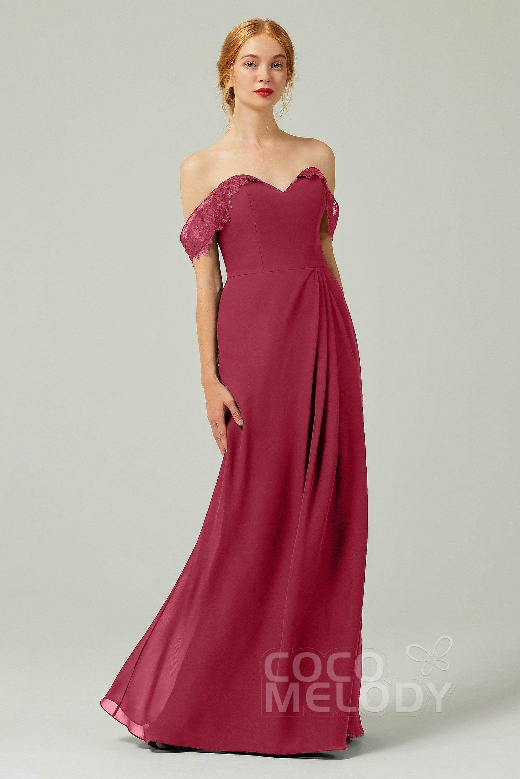 Sheath-Column Floor Length Chiffon Bridesmaid Dress Formal Dresses CB0338 - COCOMELODY